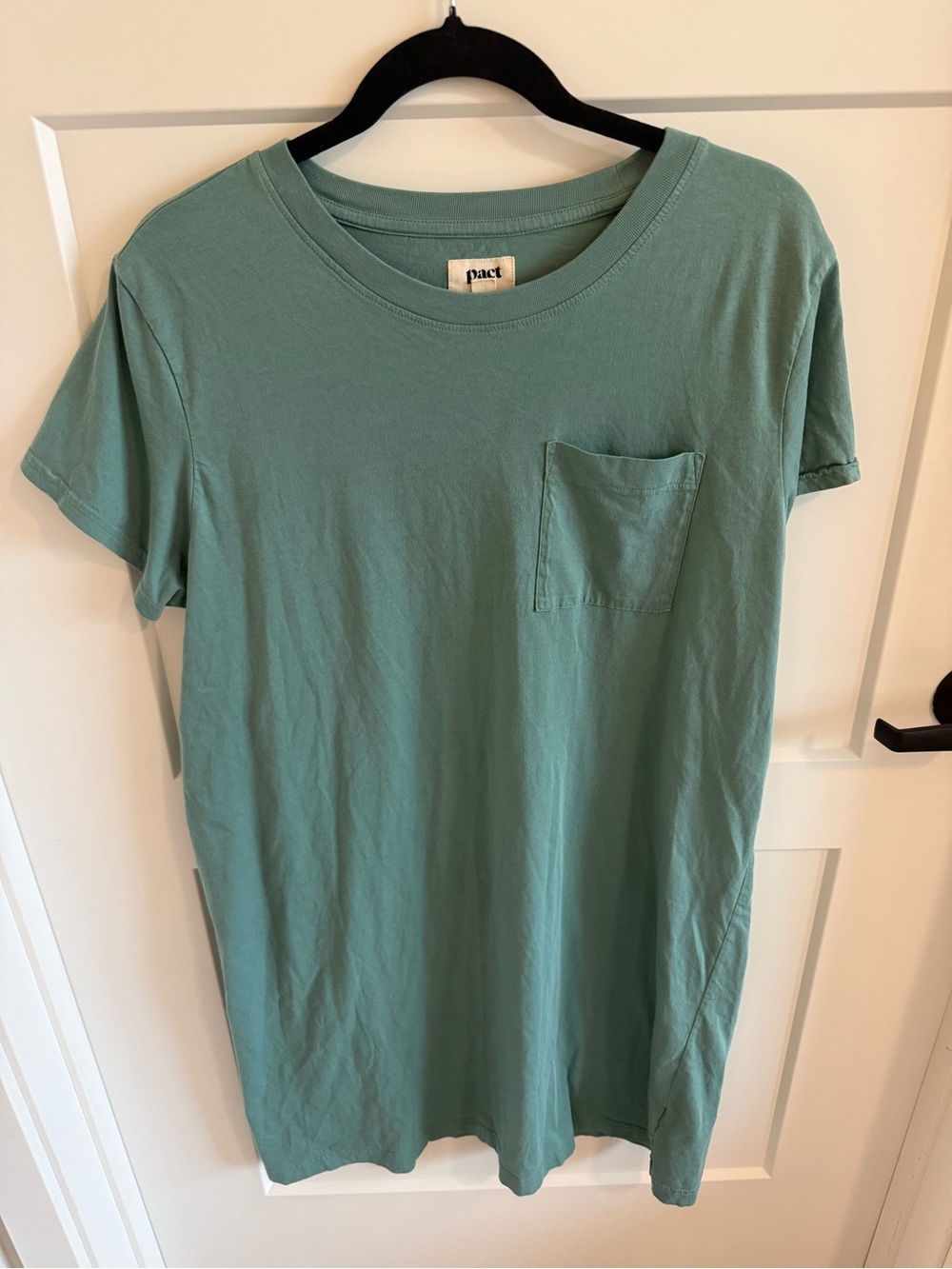 Pact Organic Cotton T-Shirt Dress XL Sage Green Pocket Short Sleeve Casual